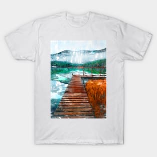 Wooden Jetty Serene Lake T-Shirt